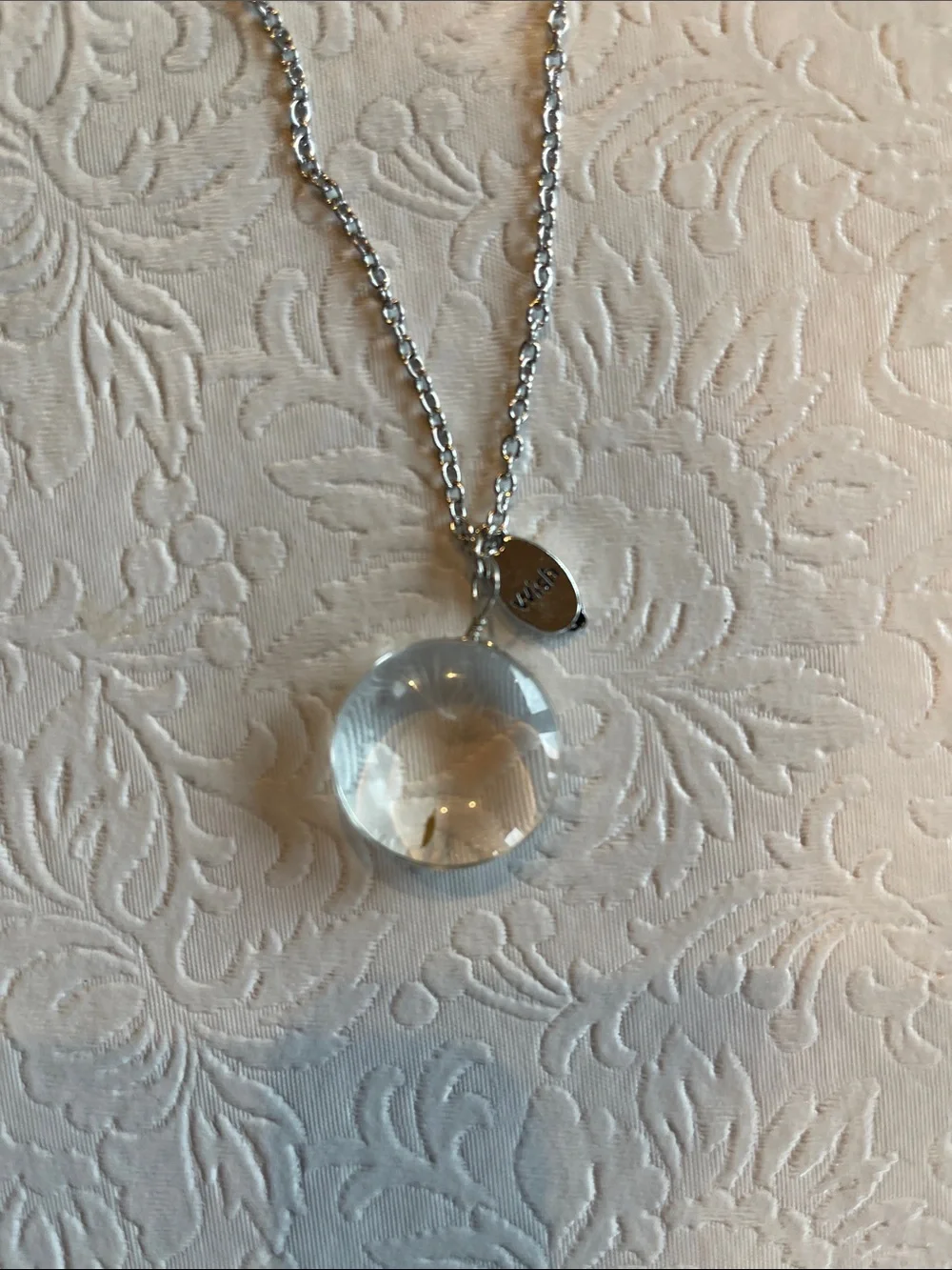 Silver-Tone Clear Glass Orb Pendant Necklace - Women's Jewelry - Picture 2 of 2